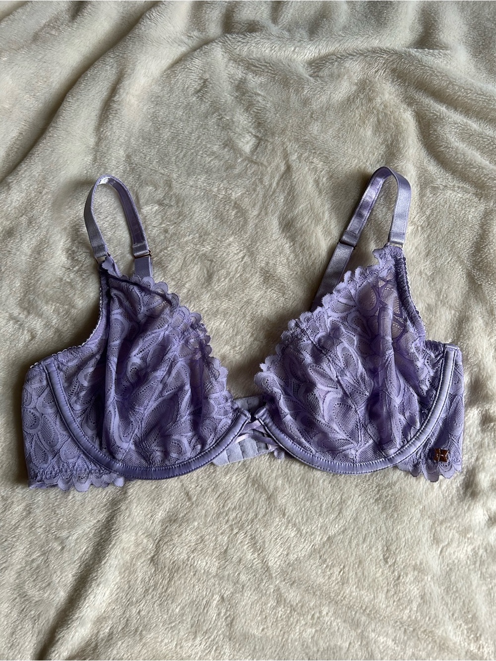 Savage X Fenty light purple lace underwire sheer bra 38DDD